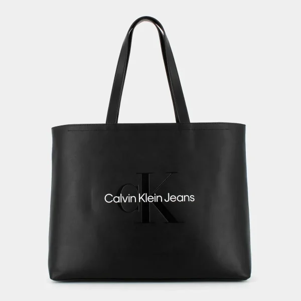 12222-0GQSCULPTED SLIM TOTEBLACK- BORSE^CALVIN KLEIN JEANS Cheap