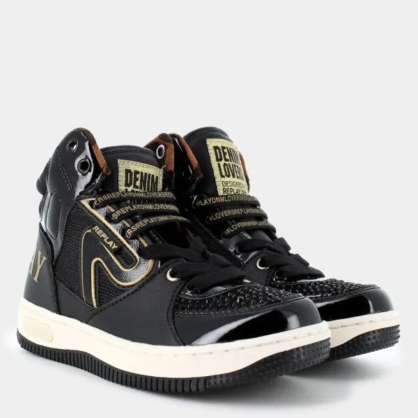 JZ430021SEPIC JR MID GIRL 8BLACK GOLD DIAMONDS- SNEAKERS^REPLAY Sale